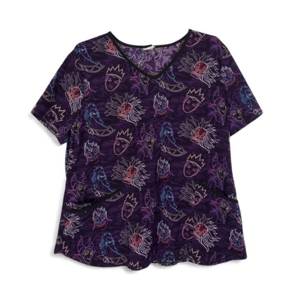 Disney Villains Medical Scrub Top Women's Size Medium